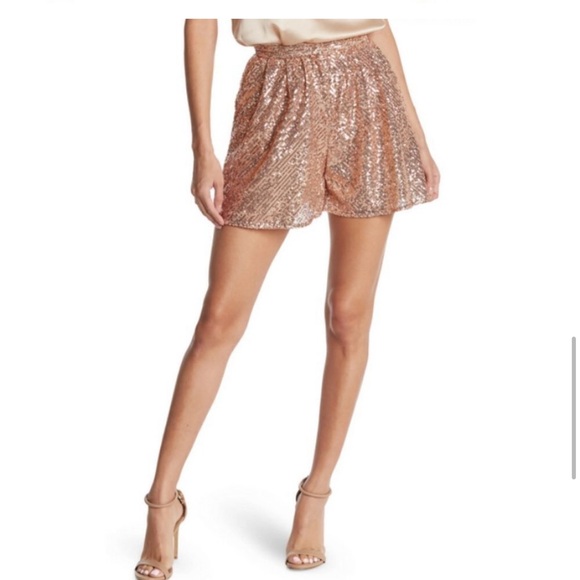 Maje sequin paillette Rose metallic shorts size 36 SMALL $295